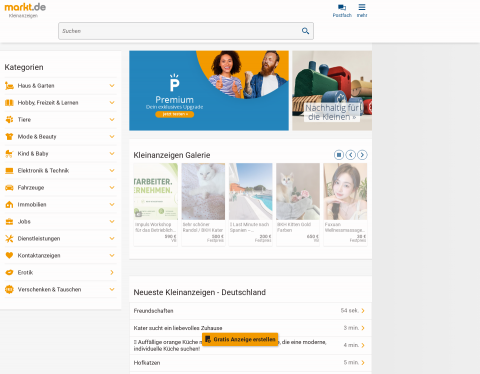 Website-Vorschau von Kostenlose Kleinanzeigen aus jedem Bereich