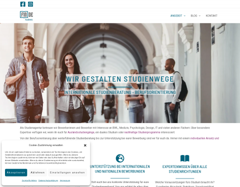 Website-Vorschau von Finde Academic - Internationale Studienberatung