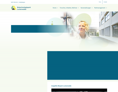 Website-Vorschau von Biotechnologiepark Luckenwalde