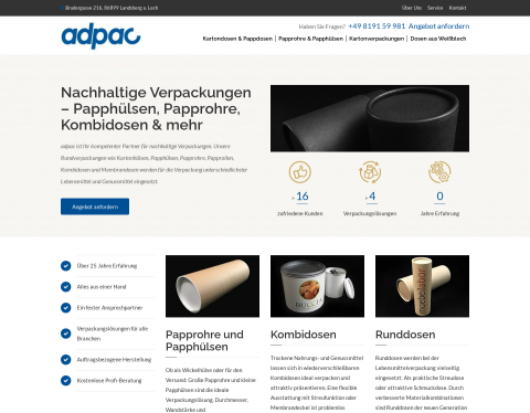 Website-Vorschau von adpac Verpackungen GmbH