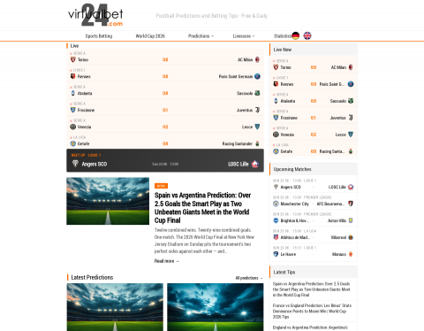 Website-Vorschau von Gratis Online Sportwetten & Livescore