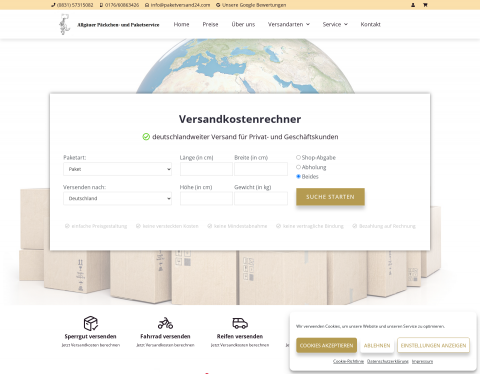 Website-Vorschau von Allgäuer Päckchen- und Paketservice