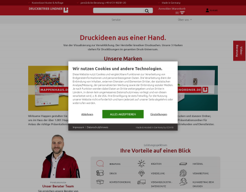 Website-Vorschau von Druckbetrieb Lindner