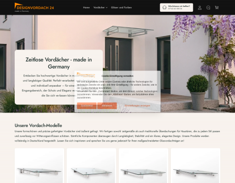 Website-Vorschau von designvordach24 - Vordächer aus Edelstahl und Glas