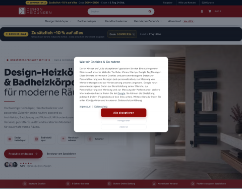 Website-Vorschau von Design Heizungen Online-Shop
