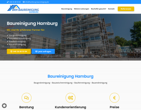 Website-Vorschau von Baureinigungsunternehmen