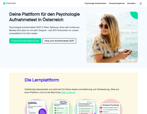 Website-Vorschau von mymorize-Vorbereitung auf den Psychologie Aufnahme