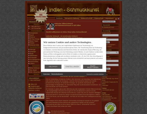 Website-Vorschau von Indien-Schmuckkunst