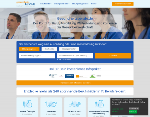 Website-Vorschau von Gesundheitsberufe