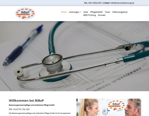 Website-Vorschau von BiBaP Beatmungsintensivpflege und ambulante Pflege