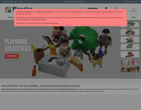 Website-Vorschau von Playmobil Ersatzteile von Mandea