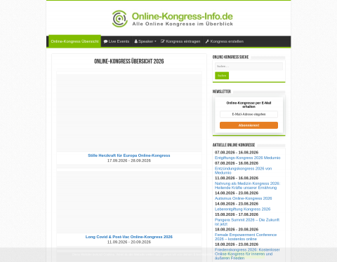 Website-Vorschau von Online Kongress Info
