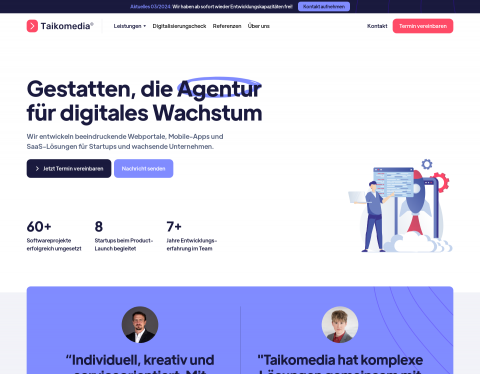 Website-Vorschau von Agentur Taikomedia