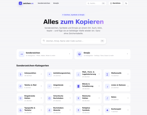 Vorschau von Sonderzeichen & Emojis