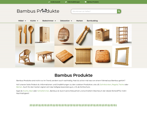 Website-Vorschau von Bambus Produkte