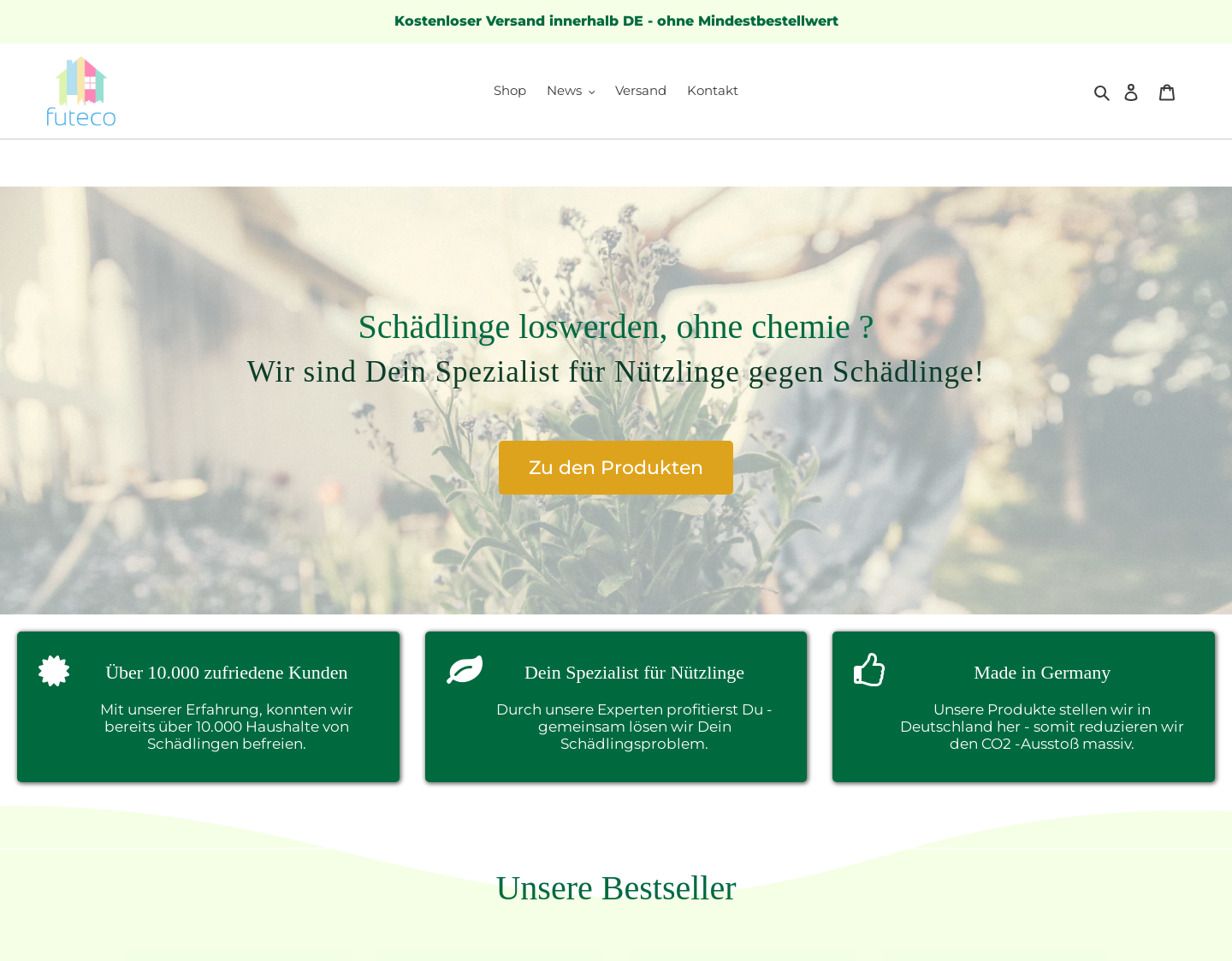 Aktuelle Website-Vorschau von Futeco