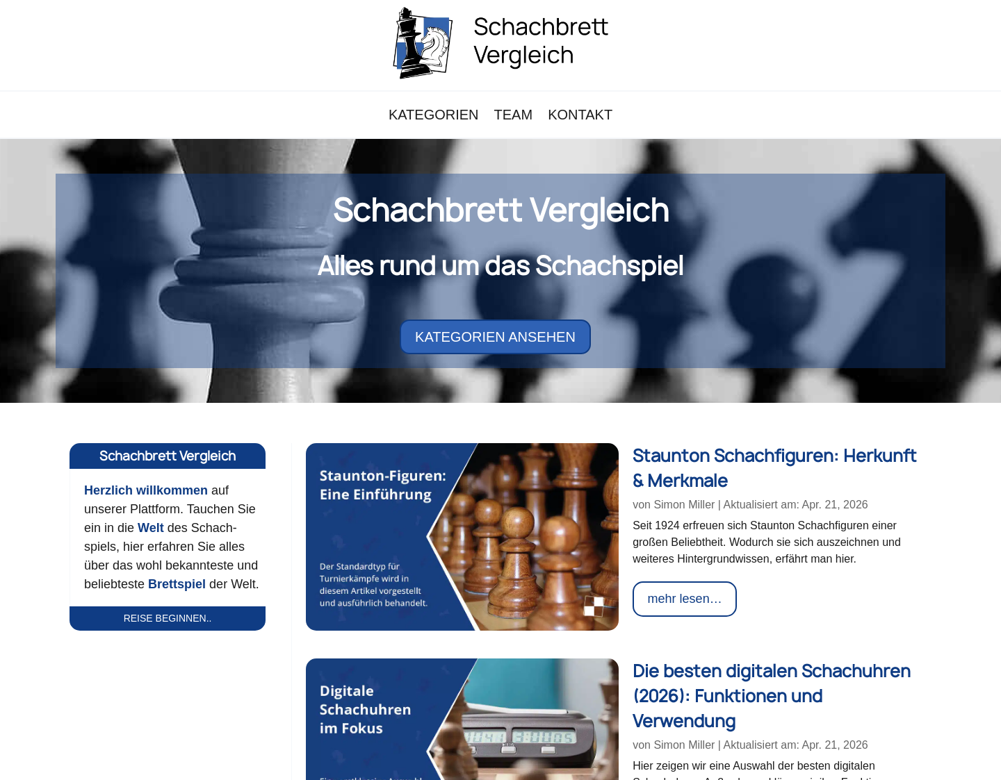 Aktuelle Website-Vorschau von Alles zum Thema Schach