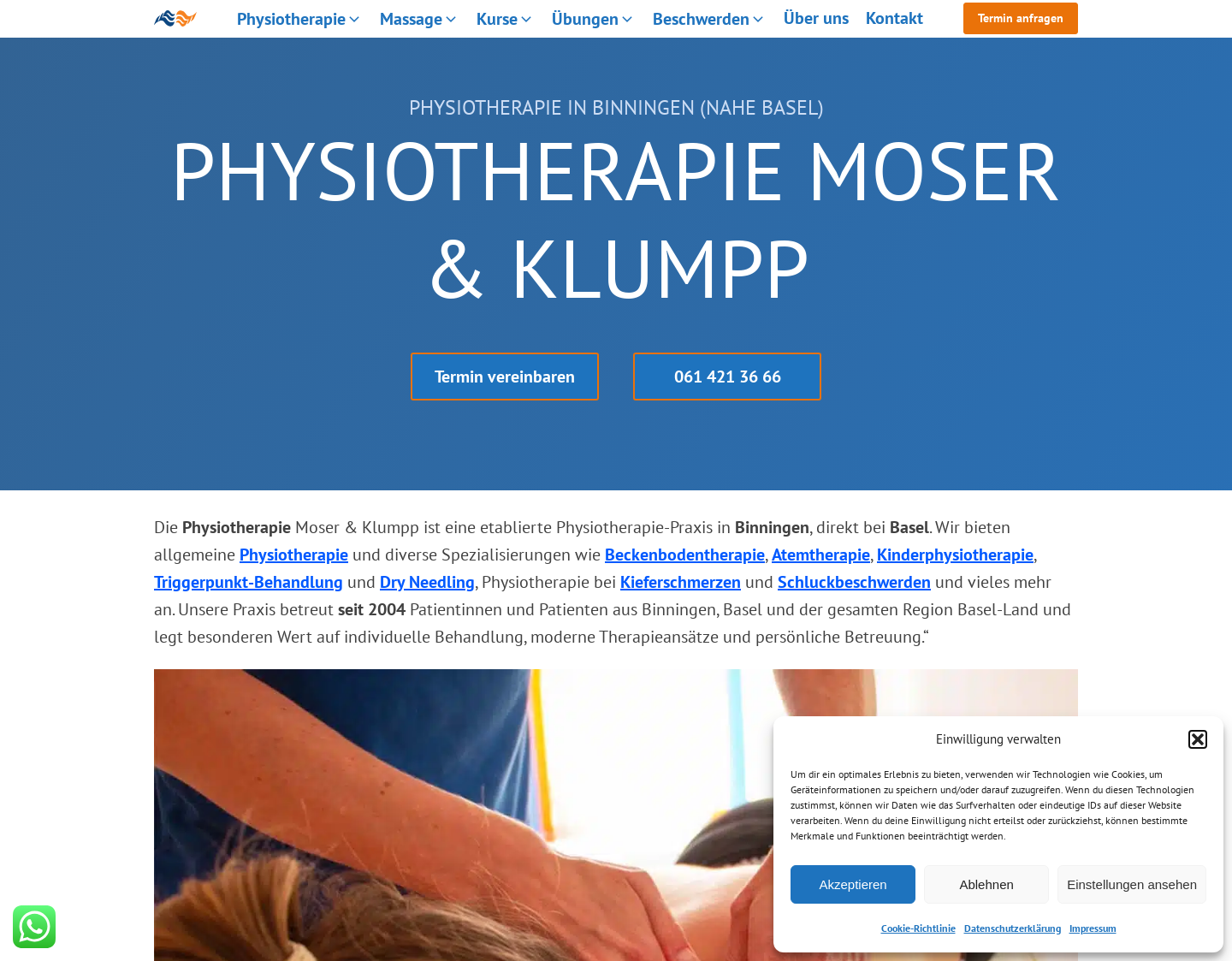 Aktuelle Website-Vorschau von Physiotherapie Moser & Klumpp