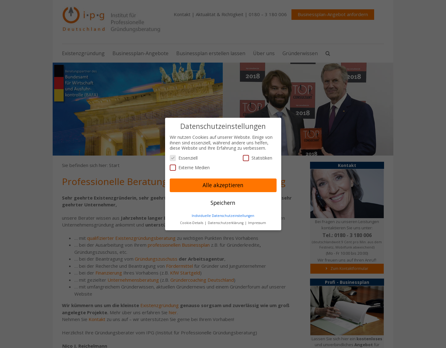 Aktuelle Website-Vorschau von Gruendungsberatung-online.de
