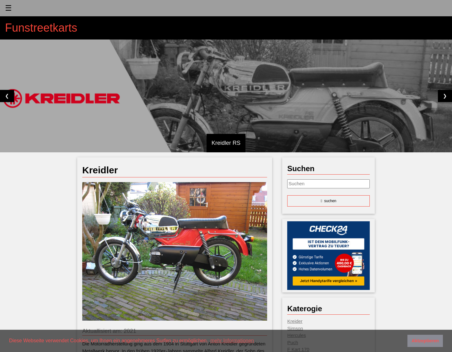 Aktuelle Website-Vorschau von Funstreetkarts