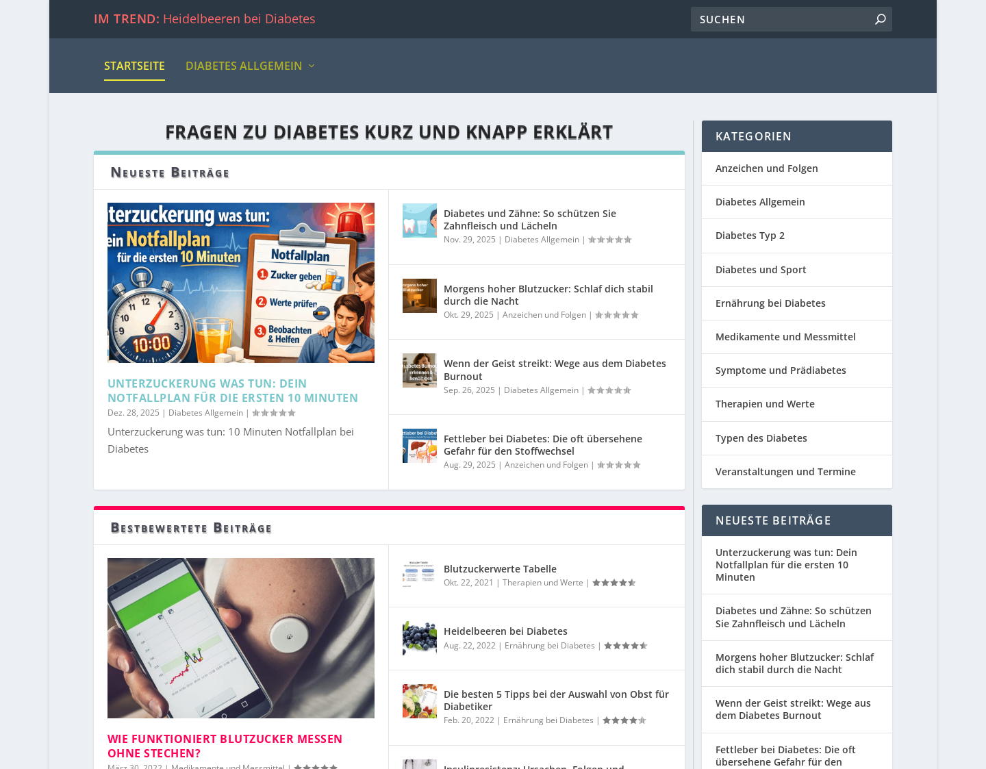 Aktuelle Website-Vorschau von Diabeteswelt