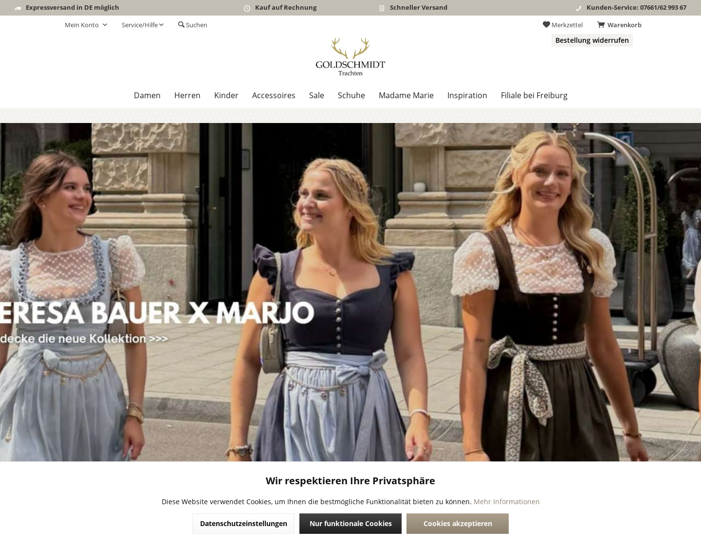 Aktuelle Website-Vorschau von Goldschmidt Trachten