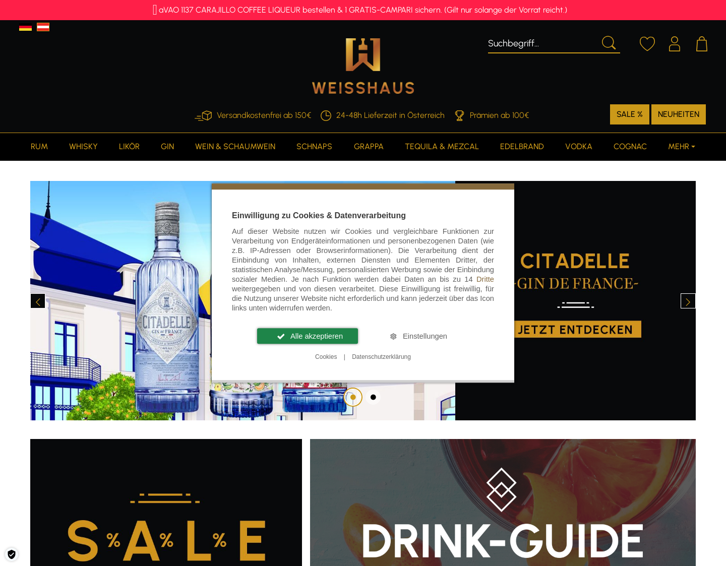 Aktuelle Website-Vorschau von Weisshaus Shop