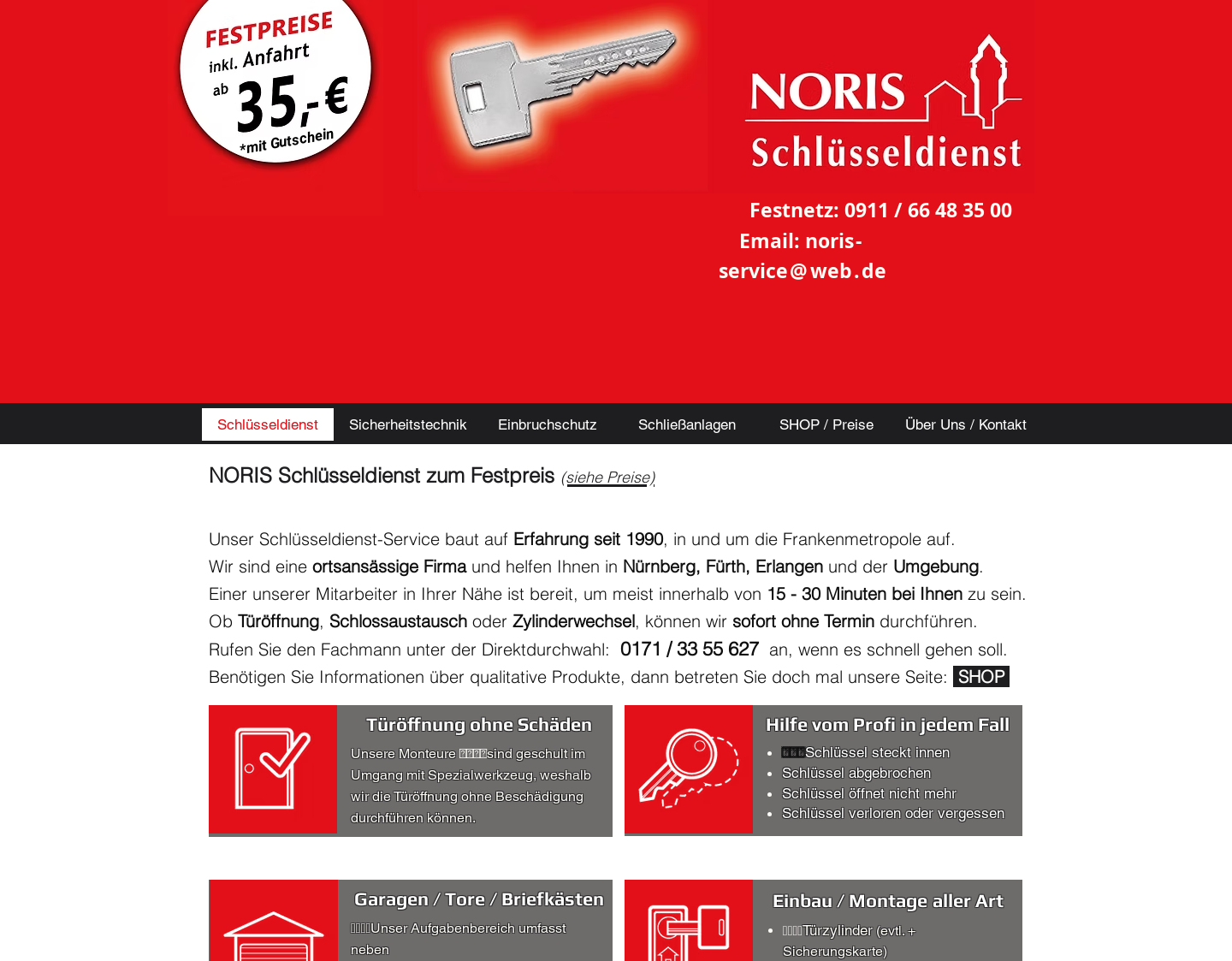 Aktuelle Website-Vorschau von NORIS Schlüsseldienst