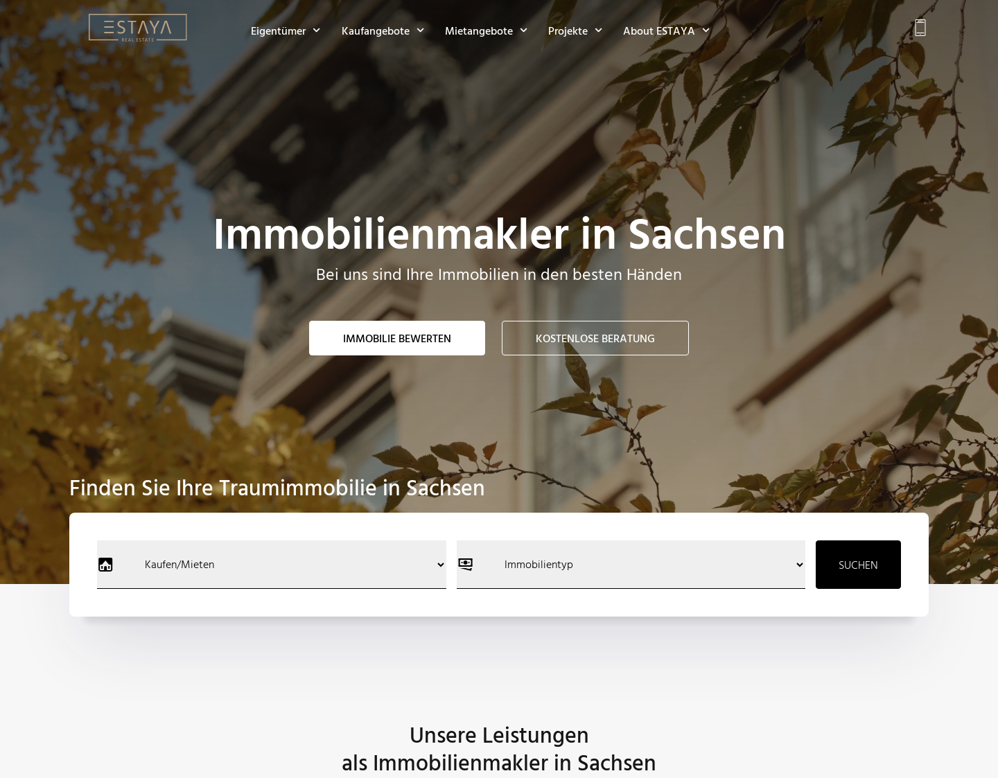 Aktuelle Website-Vorschau von ESTAYA Real Estate