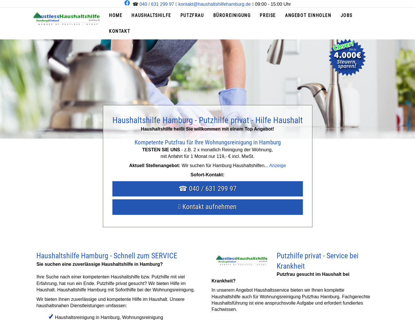 Aktuelle Website-Vorschau von Haushaltshilfe Hamburg