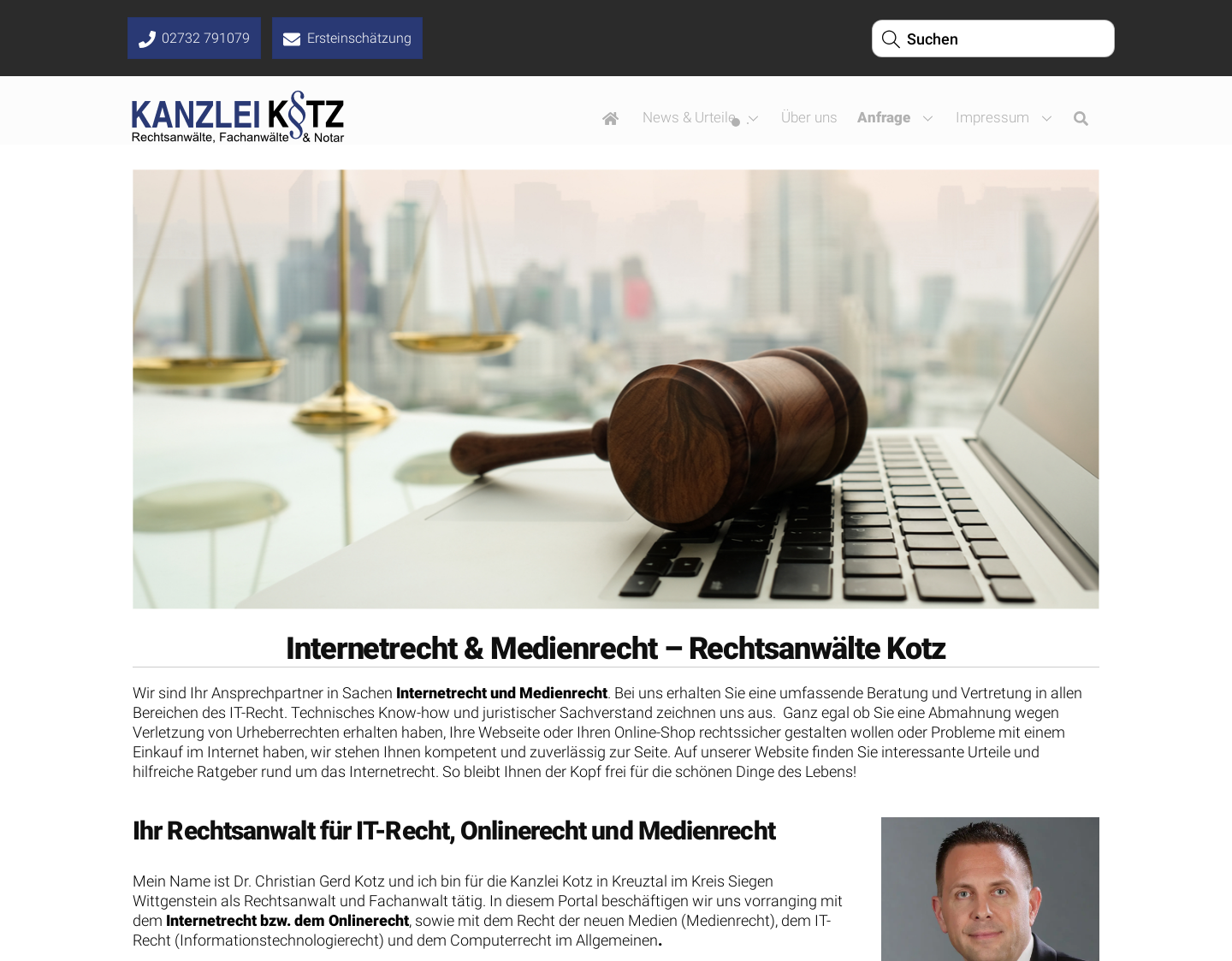 Aktuelle Website-Vorschau von Internetrecht – Rechtsberatung