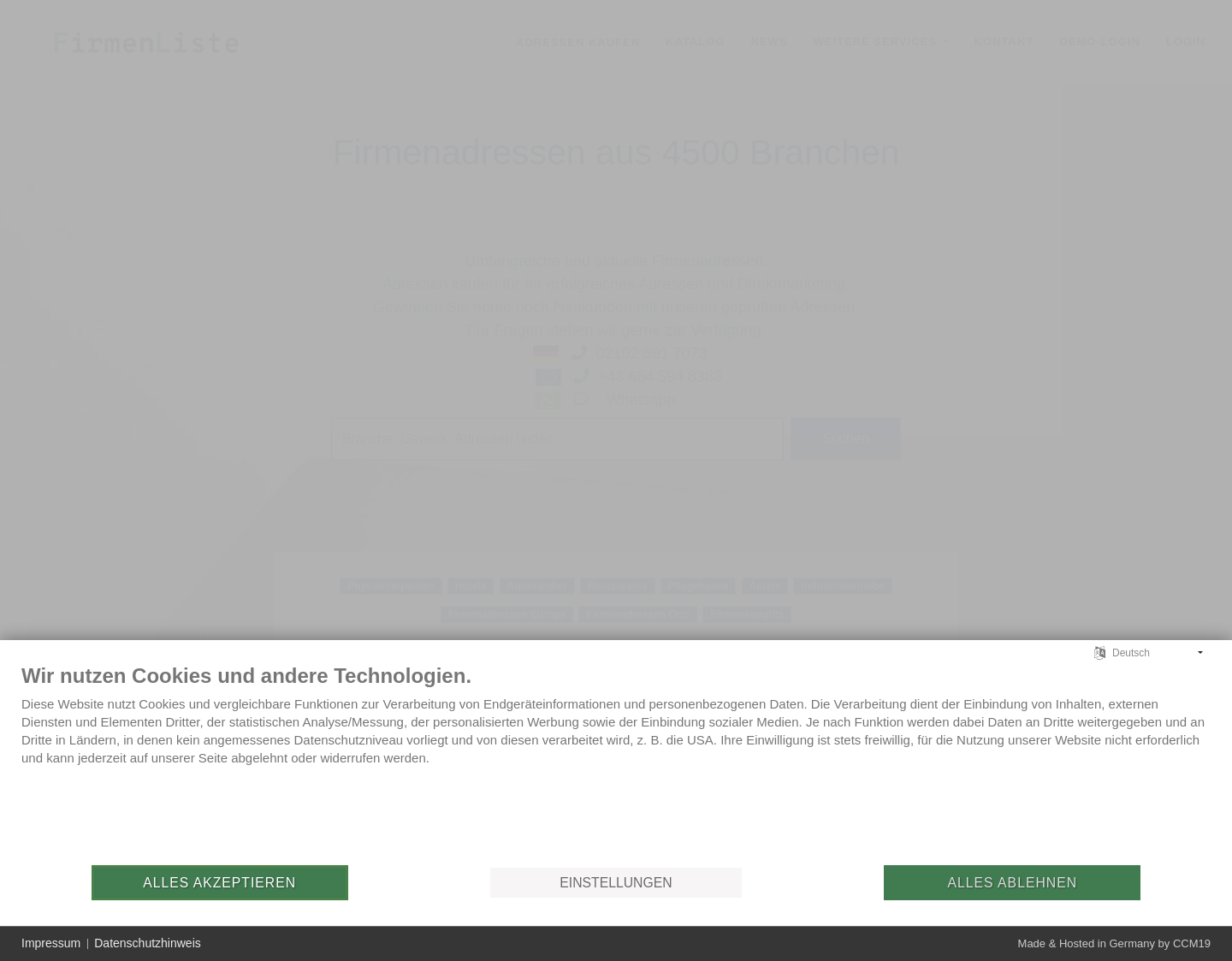 Aktuelle Website-Vorschau von Adresskontor GmbH - Ihr Adressbroker