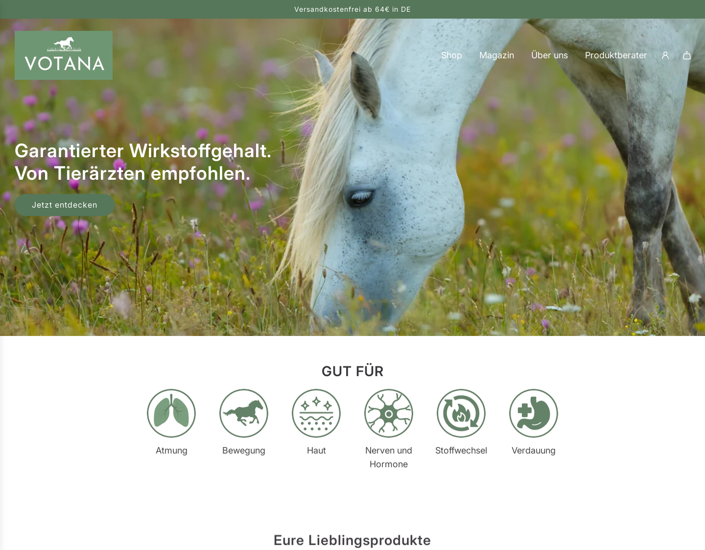 Aktuelle Website-Vorschau von VOTANA Pferd