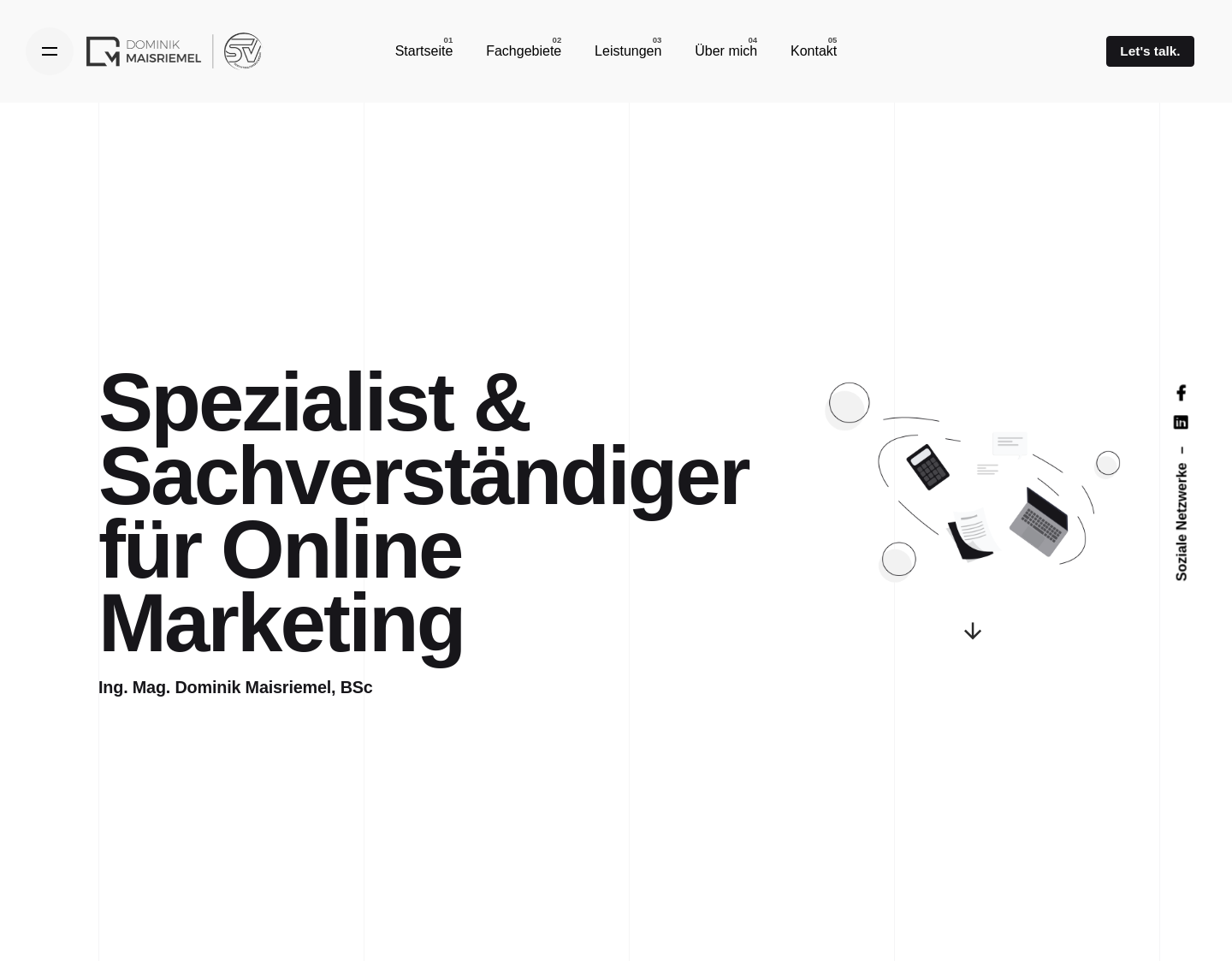 Aktuelle Website-Vorschau von Dominik Maisriemel - Sachverständiger für Online