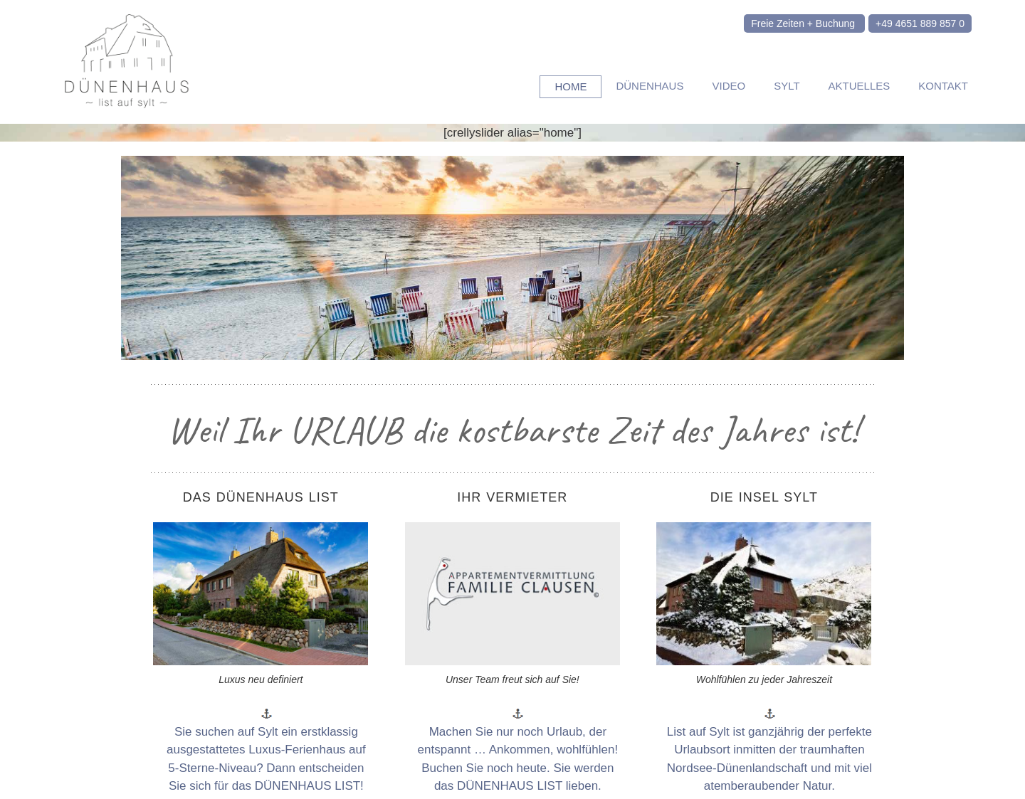 Aktuelle Website-Vorschau von Dünenhaus List