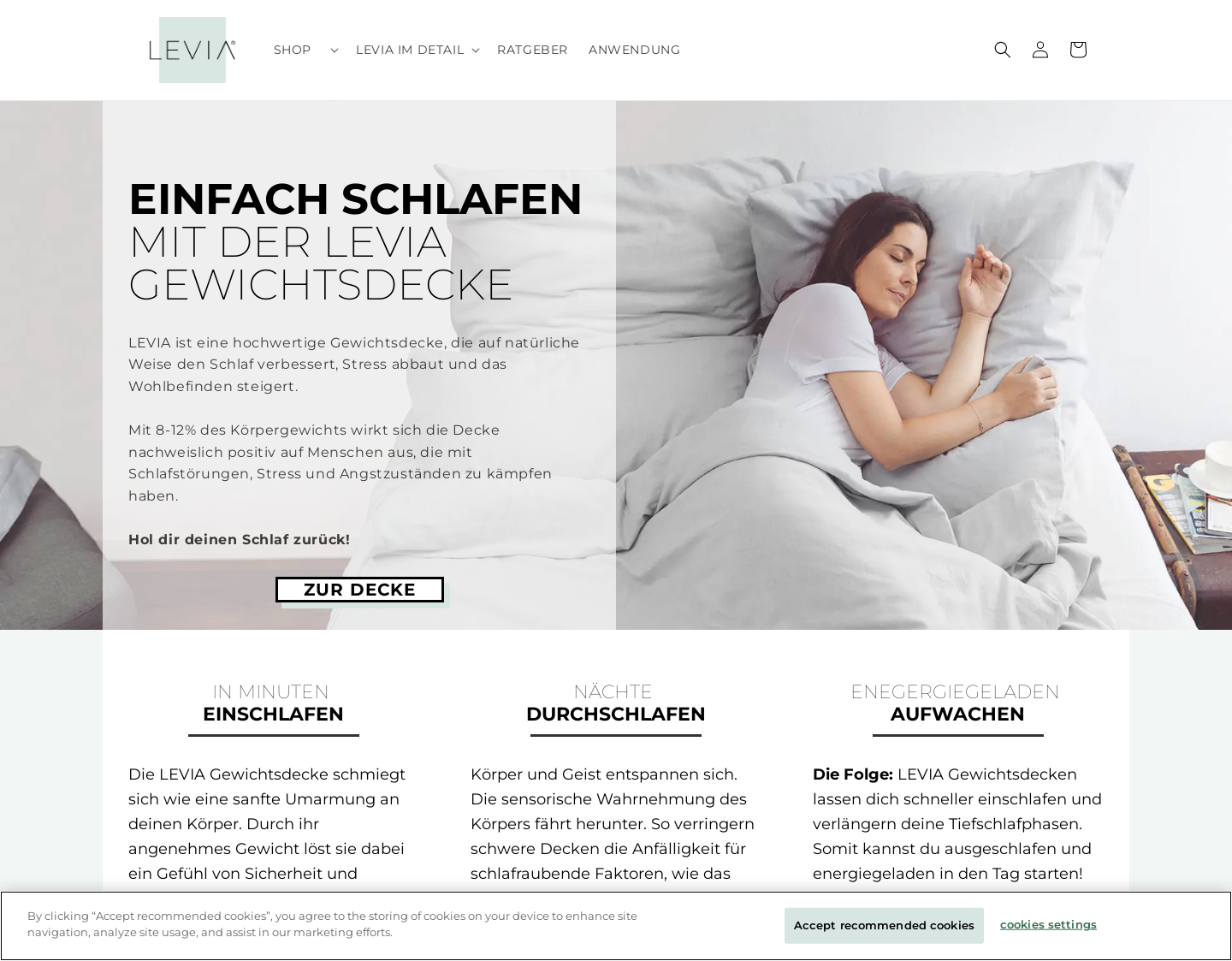 Aktuelle Website-Vorschau von LEVIA sleep GmbH