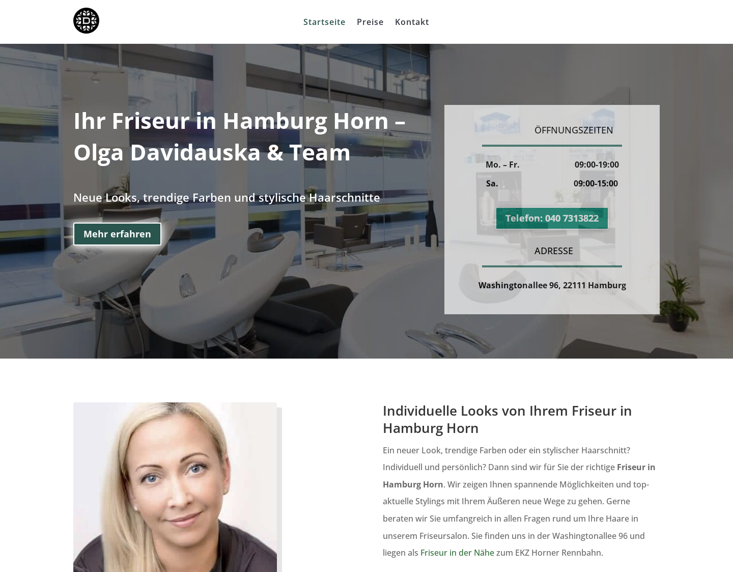 Aktuelle Website-Vorschau von Friseur Olga Davidauska