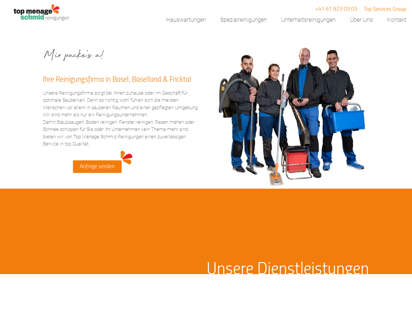 Aktuelle Website-Vorschau von Top Menage Schmid Reinigungen Basel & Fricktal