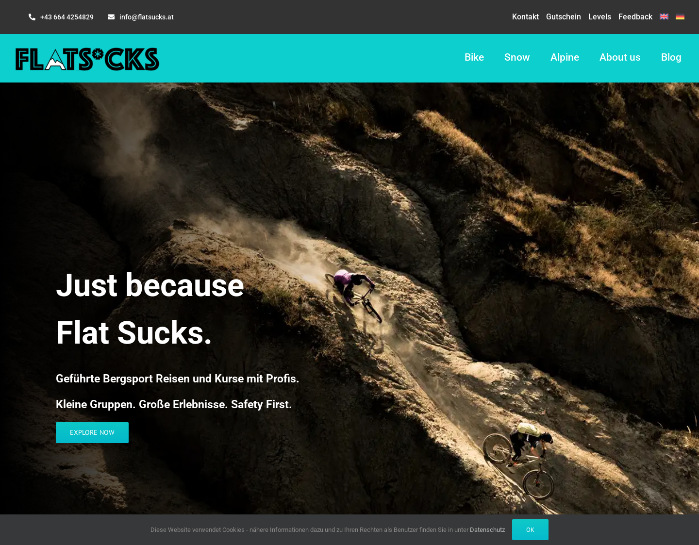 Aktuelle Website-Vorschau von Flatsucks Mountain Guiding and Travel