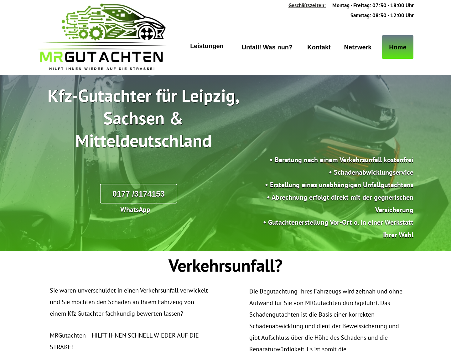 Aktuelle Website-Vorschau von MRGutachten - Kfz-Gutachter & Sachverständiger