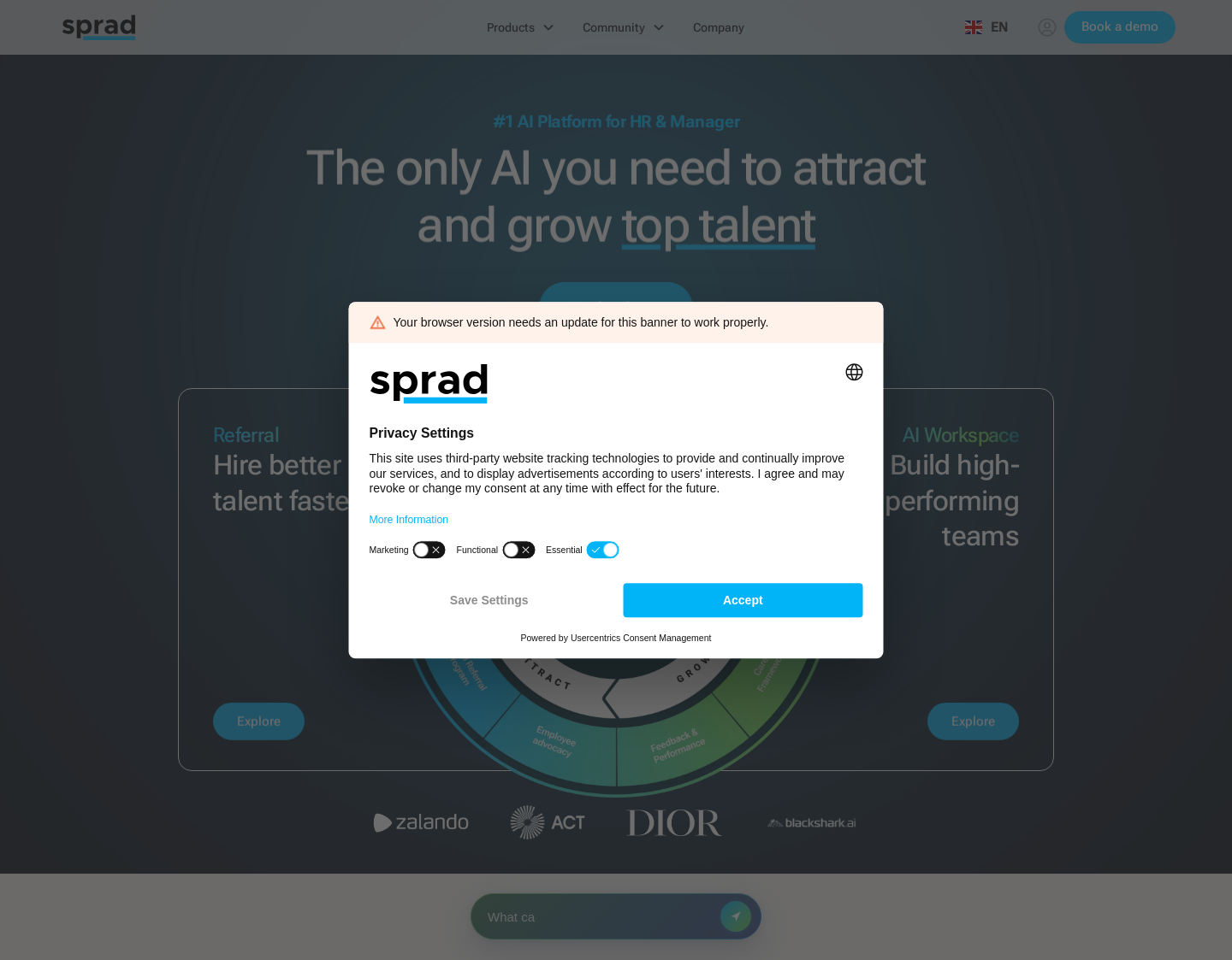 Aktuelle Website-Vorschau von Sprad Software GmbH