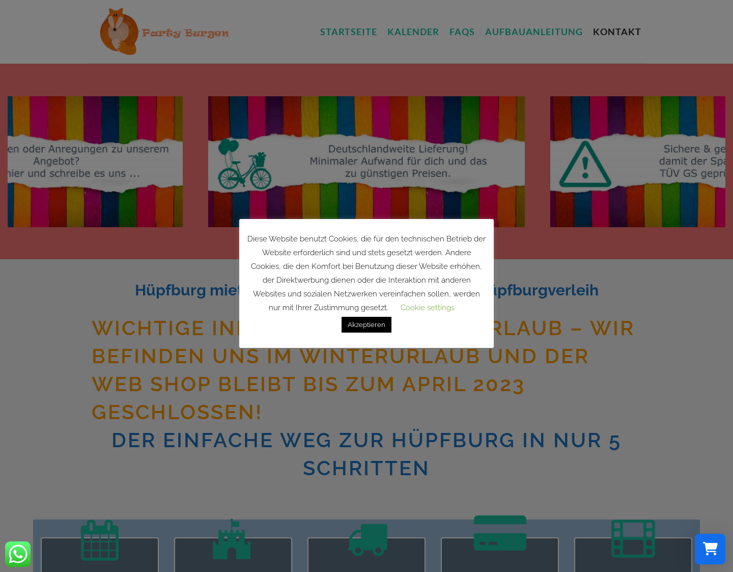Aktuelle Website-Vorschau von Party Burgen Hüpfburgverleih Leipzig