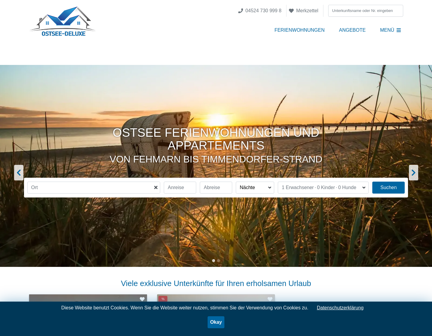 Aktuelle Website-Vorschau von Ostsee-Deluxe Ferienwohnungen