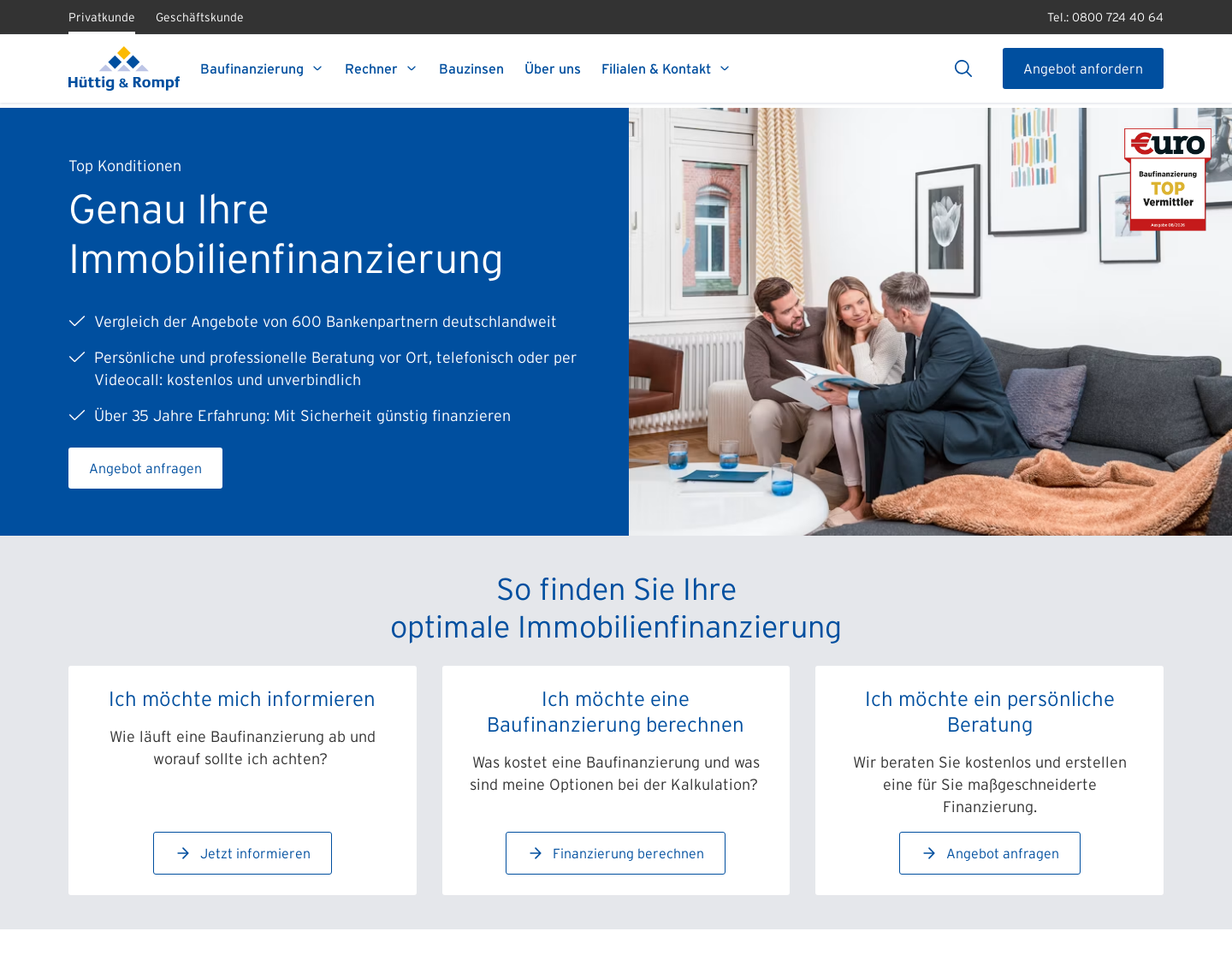 Aktuelle Website-Vorschau von Hüttig & Rompf AG
