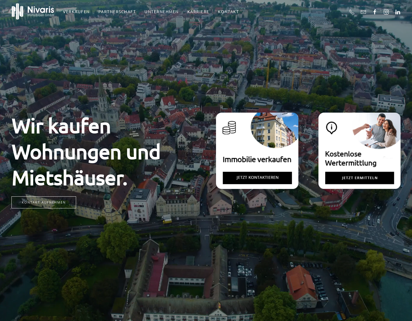 Aktuelle Website-Vorschau von Nivaris Immobilien GmbH