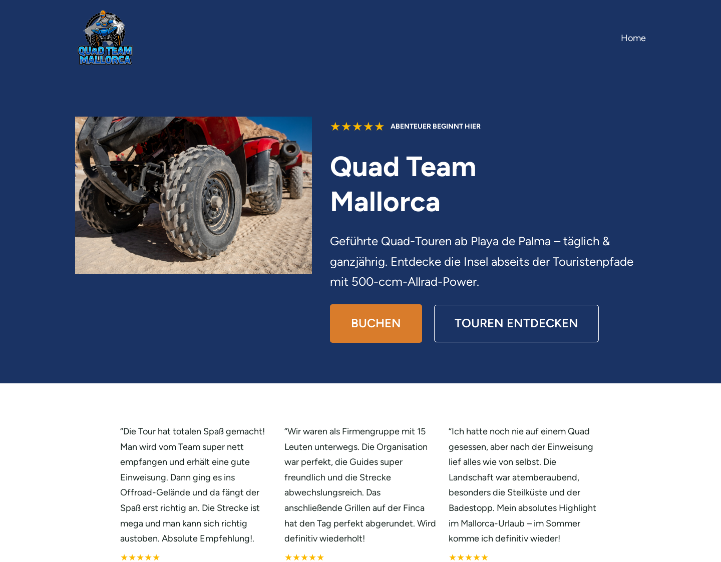 Aktuelle Website-Vorschau von Quad Touren auf Mallorca