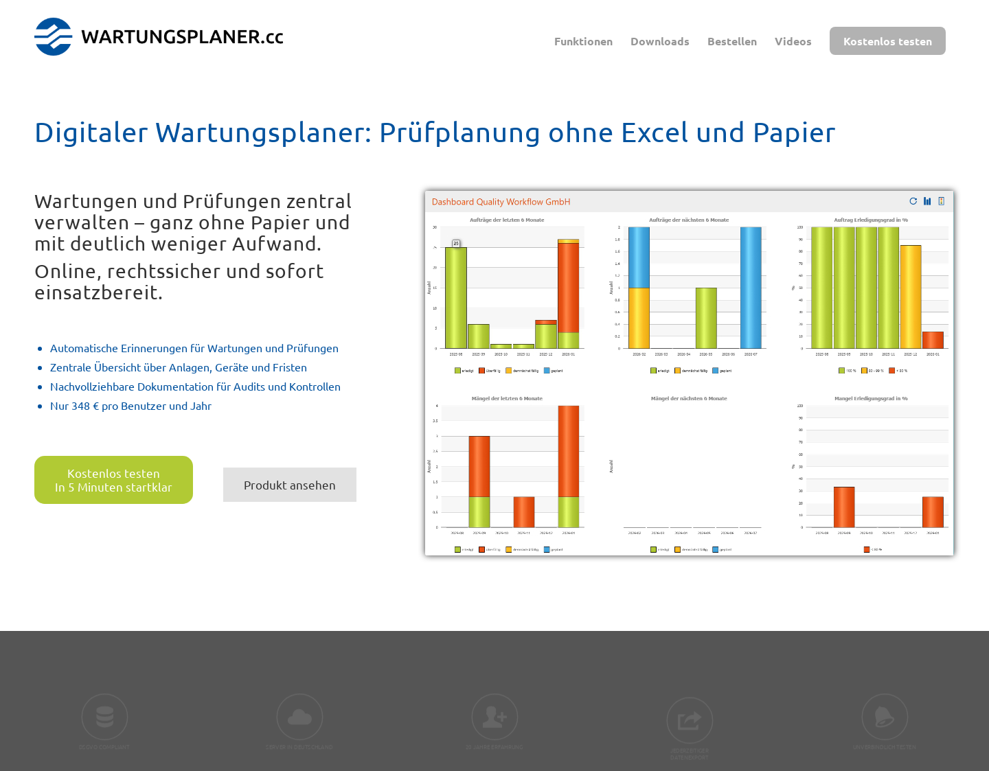 Aktuelle Website-Vorschau von WARTUNGSPLANER