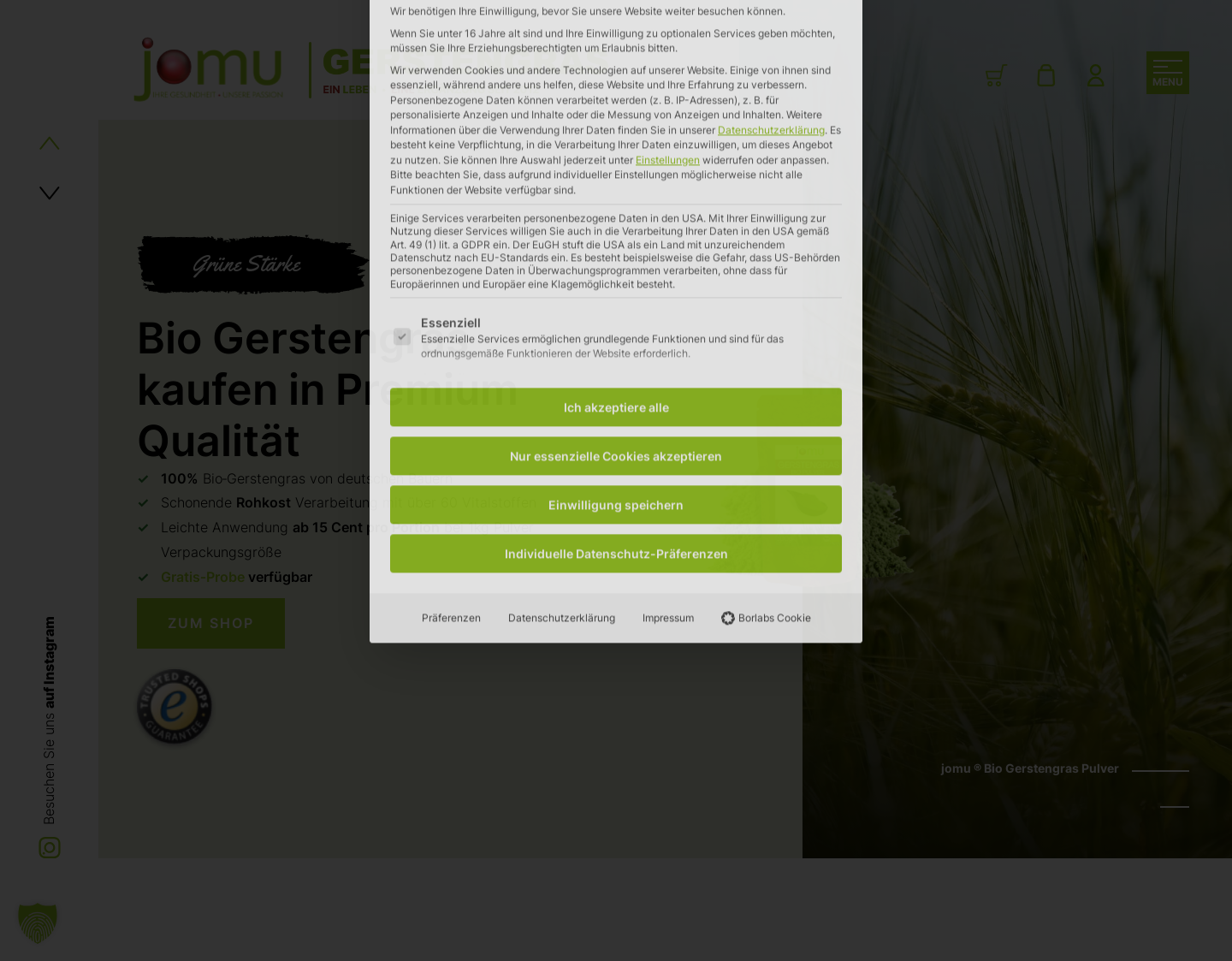 Aktuelle Website-Vorschau von Jomu Gerstengras