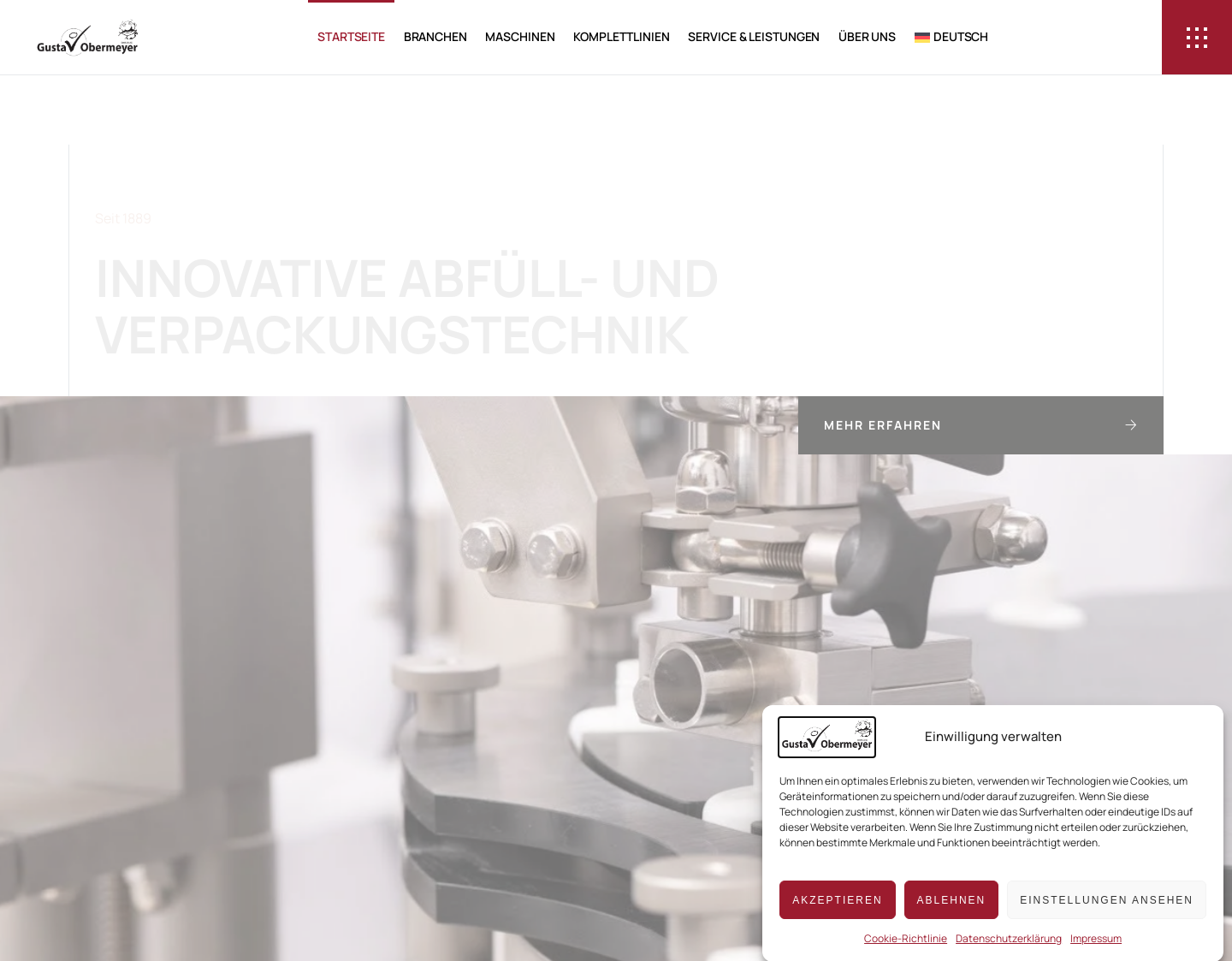 Aktuelle Website-Vorschau von Gustav Obermeyer GmbH & Co. KG