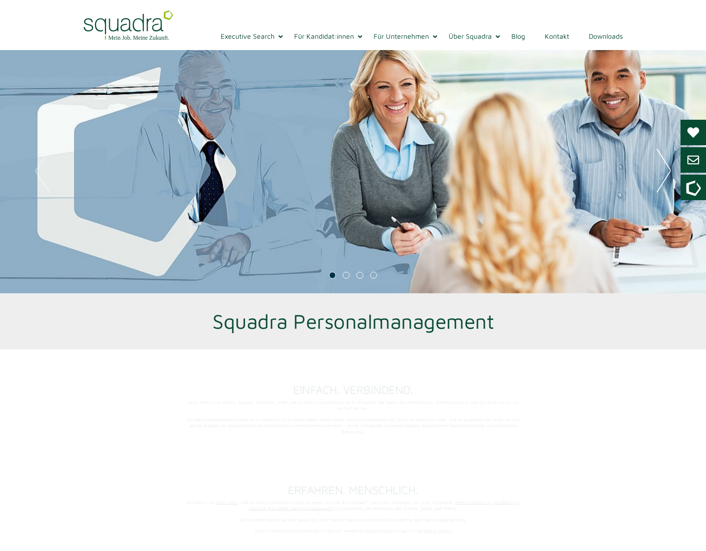 Aktuelle Website-Vorschau von Squadra.at - Per­so­nalver­mittlung